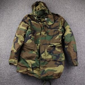 Rothco Field Jacket Kids XS M-65 Woodland Camo Hooded Quilted Lining EUC